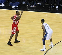 Artest playing for the Houston Rockets in the 2008–09 NBA season.