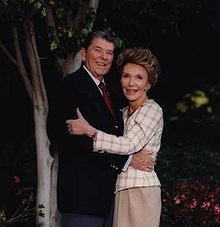 Ronald and Nancy Reagan in Los Angeles after leaving the White House, early 1990s