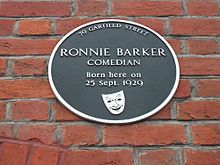 Plaque marking Barker's birthplace