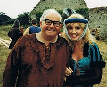 Barker during filming of The Two Ronnies (with Susie Silvey)