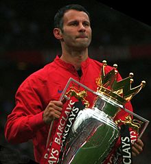 Ryan Giggs with the Premier League trophy in 2008