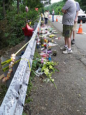 Flowers and notes left at the crash scene