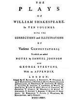 Plays of William Shakespeare (1773 expanded edition) title page
