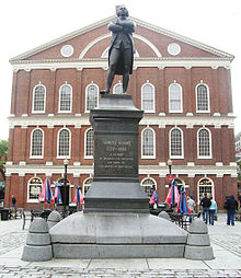 Statue of Samuel Adams in front of Faneuil Hall, which was the home of the Boston Town Meeting[53]