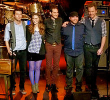 Bareilles and band during her Kaleidoscope Heart Tour at the Warfield on December 16, 2010