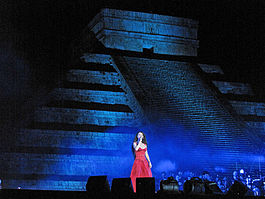 Brightman performing in the Concert of the Pyramid in Chichen Itza, Mexico.