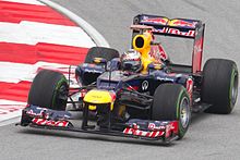 Vettel driving for Red Bull Racing at the 2012 Malaysian Grand Prix.