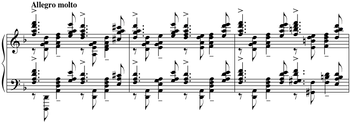 The cadenza of Piano Concerto No. 3 is famous for its large chords.