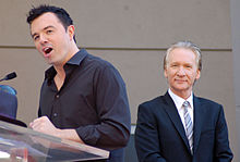 MacFarlane speaking at a ceremony for Bill Maher to receive a star on the Hollywood Walk of Fame in September 2010