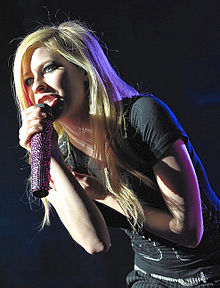 Lavigne singing in Amsterdam, 2008.