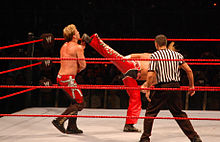 Michaels performing Sweet Chin Music on Chris Jericho