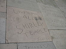 Temple's hand and foot prints at Grauman's Chinese Theater