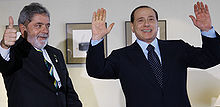 Berlusconi with the President of Brazil Luiz Inácio Lula da Silva