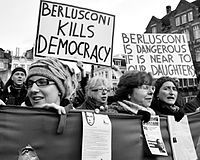 Anti-Berlusconi demonstration, held during his visit to Amsterdam in 2009.