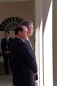 Berlusconi with the U.S. President George W. Bush at the White House.