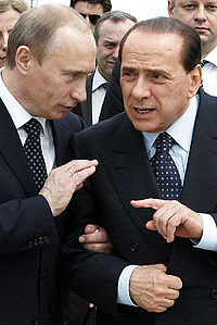 Berlusconi with the Russian President Vladimir Putin in Italy, 2008.