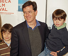 Colbert with his sons, Peter and John, at the Tribeca Film Festival