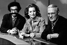 From left: Gene Shalit, Barbara Walters, and Frank McGee in The Today Show, 1973.