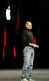 Jobs on stage at Macworld Conference & Expo, San Francisco, January 11, 2005