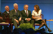 Former President Clinton with Spielberg as he accepts the 2009 Liberty Award