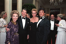 Stallone with Brigitte Nielsen, Ronald Reagan and Nancy Reagan at the White House, 1985