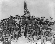 Colonel Roosevelt and the Rough Riders after capturing San Juan Hill