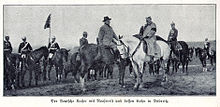 Theodore Roosevelt (center) and his son at a military parade near Berlin with German Emperor Wilhelm II (May, 1910)