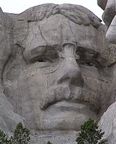Roosevelt's face on Mount Rushmore
