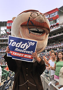 The Theodore Roosevelt mascot during a Washington Nationals home game.