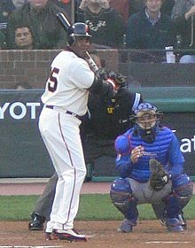 Bonds batting against the Chicago Cubs in 2006