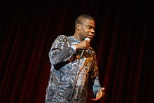 Morgan performing stand-up in 2008.