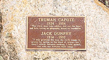 Truman Capote and Jack Dunphy stone at Crooked Pond in the Long Pond Greenbelt in Southampton (town), New York.