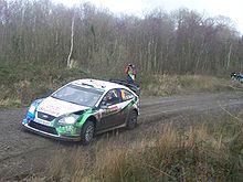Rossi competing on the shakedown stage for the 2008 Rally GB