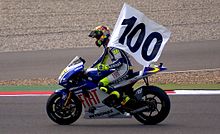 Rossi celebrates his 100th career victory at the 2009 Dutch TT in Assen