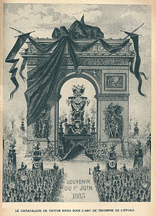 Catafalque below the Arc de Triomphe in Paris (June 1, 1885).