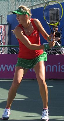 Azarenka playing for Belarus in the 2011 Fed Cup