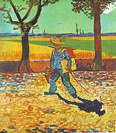 Painter on the Road to Tarascon, August 1888, Vincent van Gogh on the road to Montmajour, oil on canvas, 48 × 44 cm., formerly Museum Magdeburg, believed to have been destroyed by fire in World War II