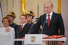 Putin taking the presidential oath at his 3rd inauguration ceremony (7 May 2012)