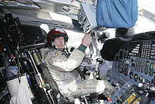 Putin in the cockpit of a Tupolev Tu-160 strategic bomber before the flight, August 2005.