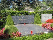 The grave of the Nabokovs at Cimetière de Clarens near Montreux, Switzerland