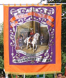 A modern Orange Banner representing the Cooke's Defenders Lodge 609, Ballymacarrett District number 6