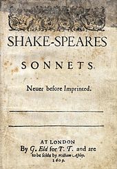 Title page from 1609 edition of Shake-Speares Sonnets.