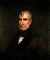 Harrison in a copy of an 1835 White House portrait by James Reid Lambdin