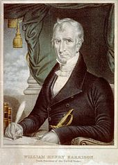 Chromolithograph campaign poster for William Henry Harrison