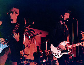 Louis X. Erlanger (left) and Willy DeVille of Mink DeVille in 1977.