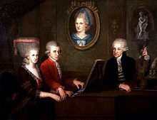 The Mozart family c. 1780. The portrait on the wall is of Mozart's mother.