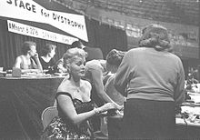 Zsa Zsa helping out at the Denver Muscular Dystrophy TV Marathon, c. 1955