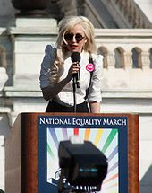 Gaga delivers a speech at the 2009 National Equality March