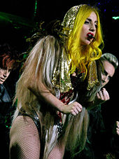 Gaga performing at The Monster Ball Tour in 2010