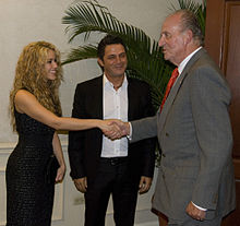Shakira, Alejandro Sanz and Juan Carlos I, The King of Spain during the IberoAmerican Summit of El Salvador.